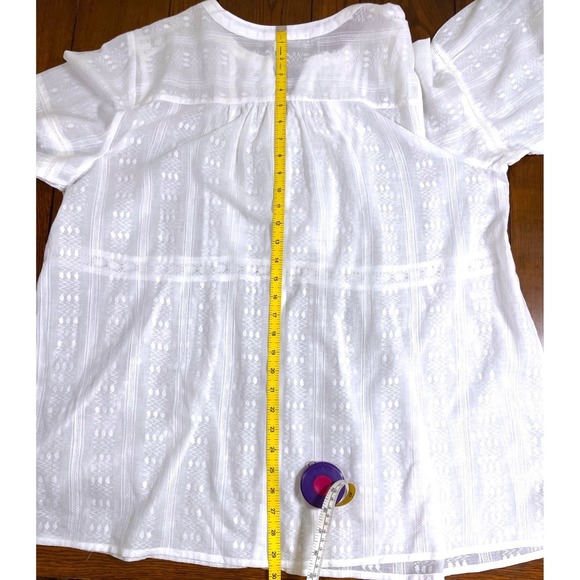 Rebecca Malone Women's 2XL White Embroidered Lace Blouse Button Down Top Chic - Picture 6 of 9